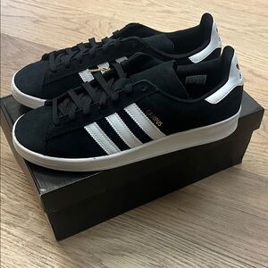 Adidas Campus Black with White Stripes Sneakers